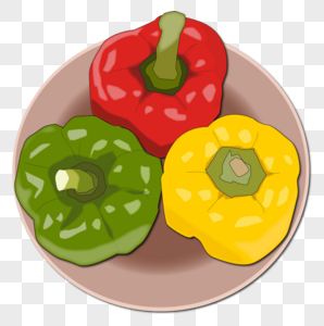 卡通手绘蔬菜彩椒红色黄色绿色甜椒高清图片