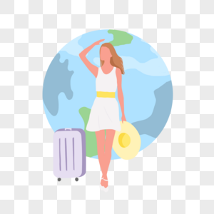 时尚女子拉着行李箱旅行图片