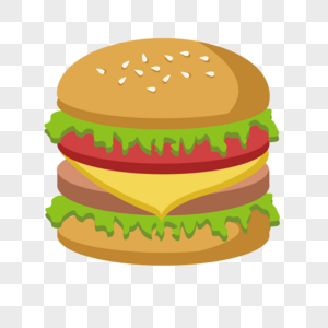 健康高热量食物汉堡手绘装饰图片