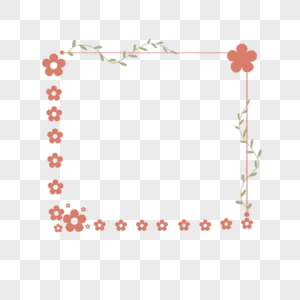 花纹边框红色小花装饰框高清图片
