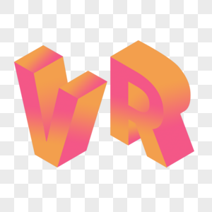 炫彩粉色VR艺术字设计图片