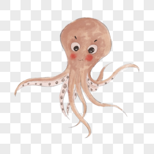 棕色可爱害羞小章鱼图片