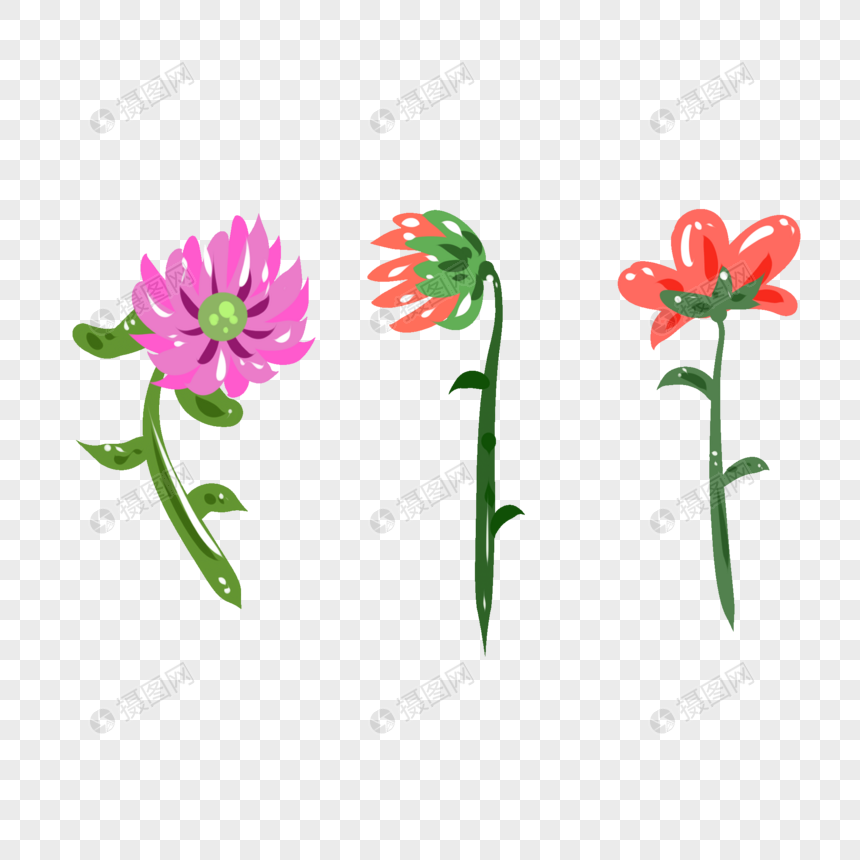手绘粉色花卉元素图片