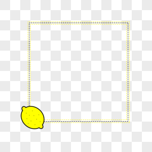 手绘卡通水果黄色柠檬方形边框图片