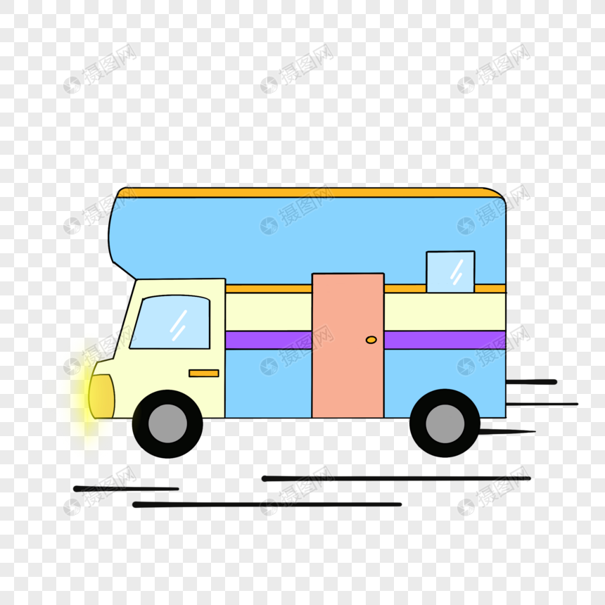 可爱手绘房车