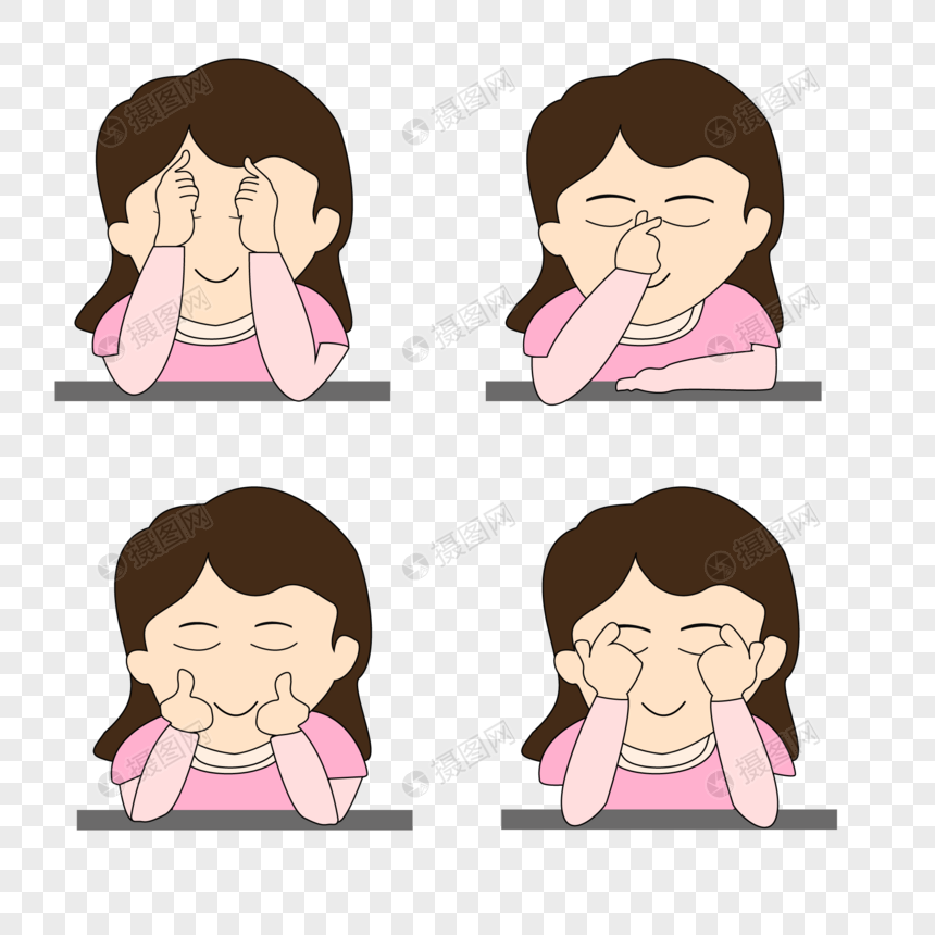 眼保健操视力手绘插画
