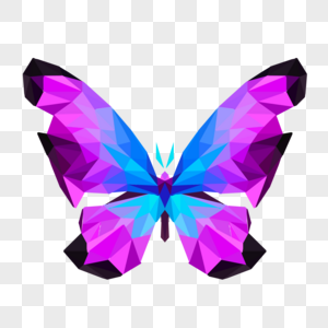 晶状紫色蝴蝶正面卡通-01高清图片