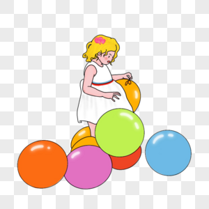 玩气球的女孩儿童节高清图片素材