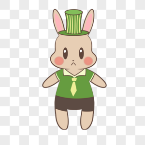 绿帽子兔子图片