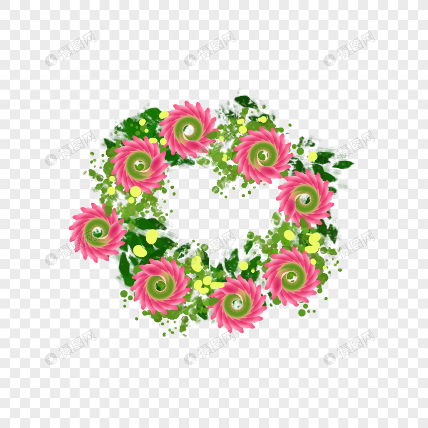 创意粉色花朵花环图片