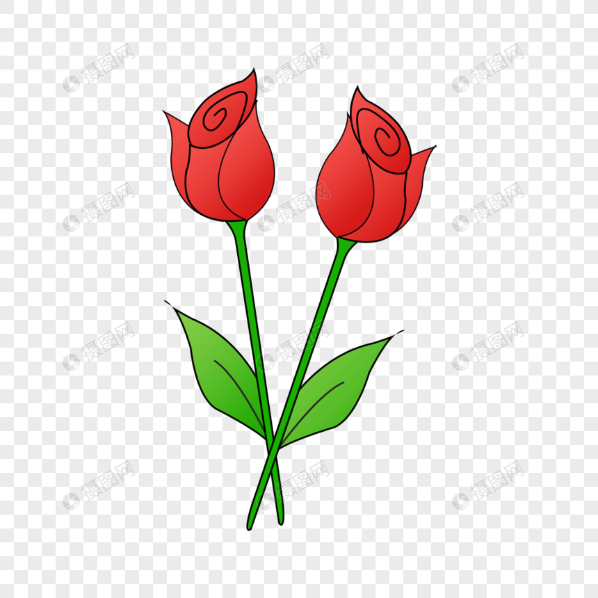 卡通手绘可爱玫瑰花