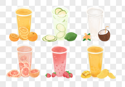 夏日水果果汁饮品饮料元素高清图片