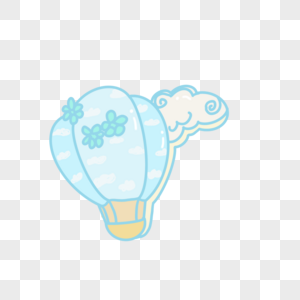 儿童节蓝色清新可爱热气球云朵装饰卡通高清图片