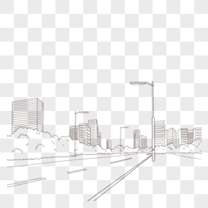 建筑线稿城市高清图片