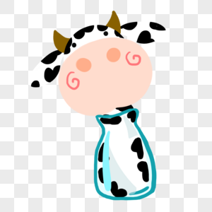 奶牛与牛奶瓶高清图片
