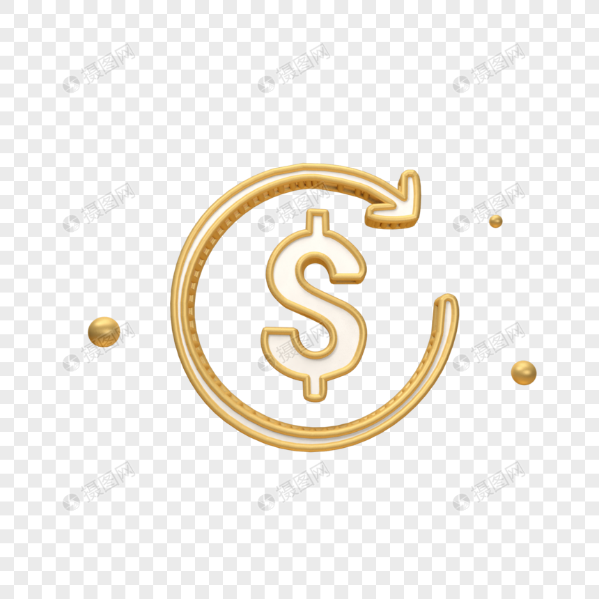 金色美元循环图标图片