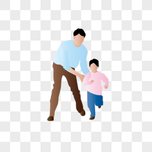 AI矢量图扁平化人物父子互动父与子玩耍高清图片