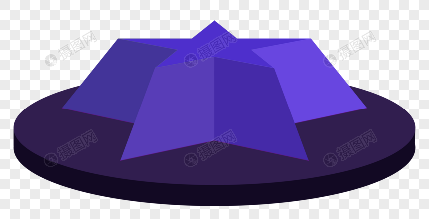五角星形状立体紫色棱台按钮图片
