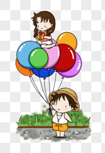 孩子和气球女孩和彩色气球高清图片