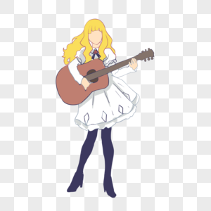 弹吉他萝莉少女图片