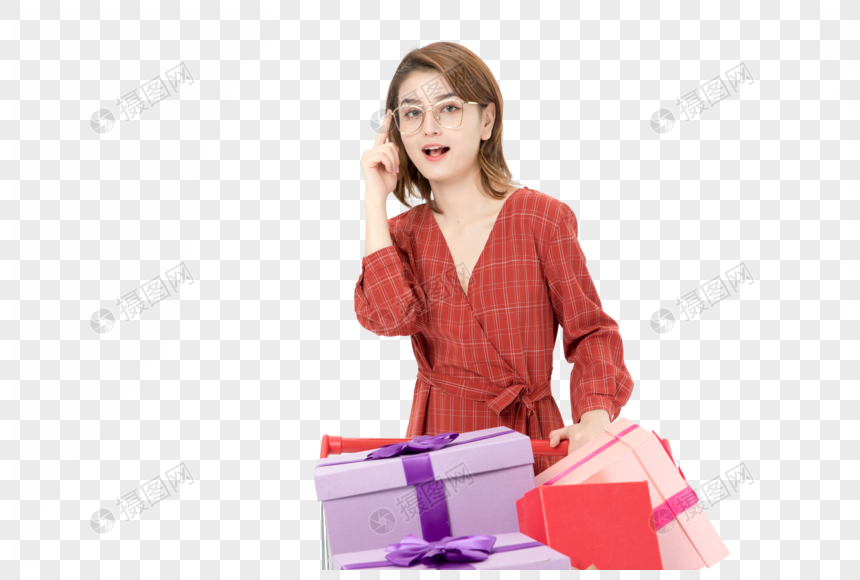 女性购物买礼物图片