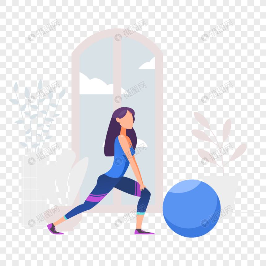 运动瑜伽图标免抠矢量插画素材图片