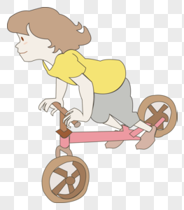 卡通女孩可爱骑自行车图片