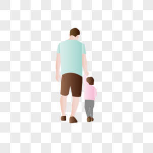 AI矢量图扁平化人物父亲节元素父女互动父亲图片