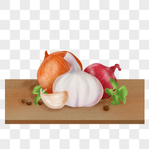 厨房常用蔬菜洋葱麻椒蒜香菜插画图片