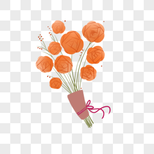 手绘橙色花束元素图片