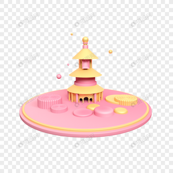 多层塔立体粉色舞台图片