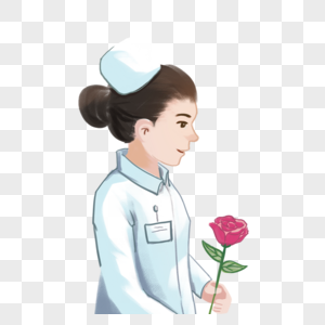 拿着花的护士图片