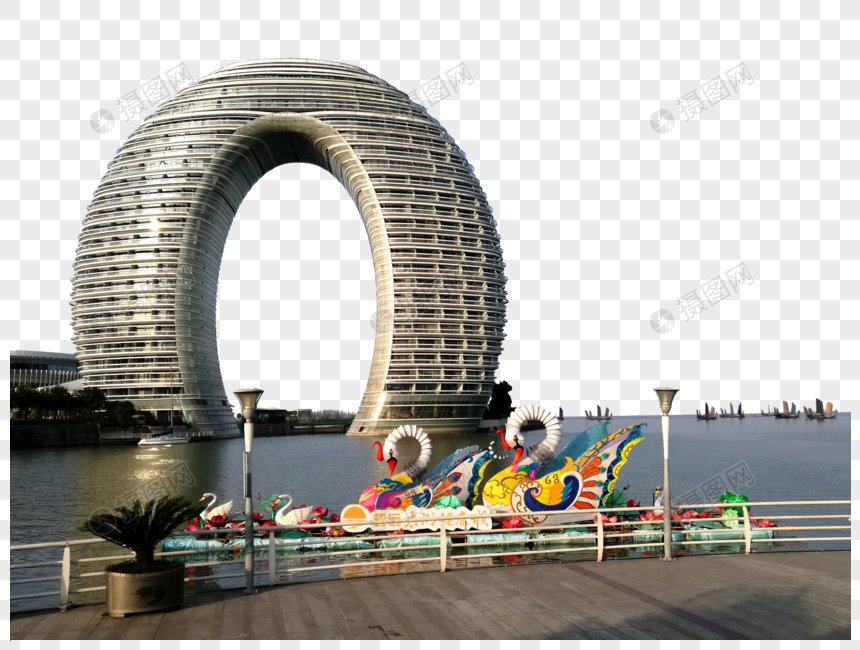 太湖南岸月亮湾七星酒店元素素材PNG格式