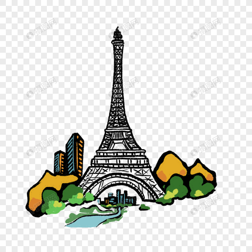 卡通巴黎埃菲尔铁塔图片
