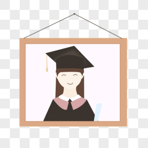 一个女生穿着毕业服带着毕业帽手里拿着卷着的证书图片