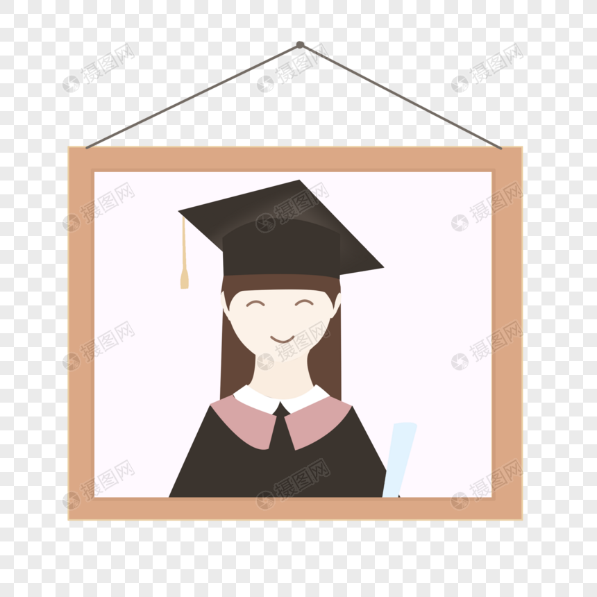 一个女生穿着毕业服带着毕业帽手里拿着卷着的证书图片