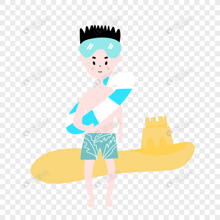 游泳的沙滩男孩