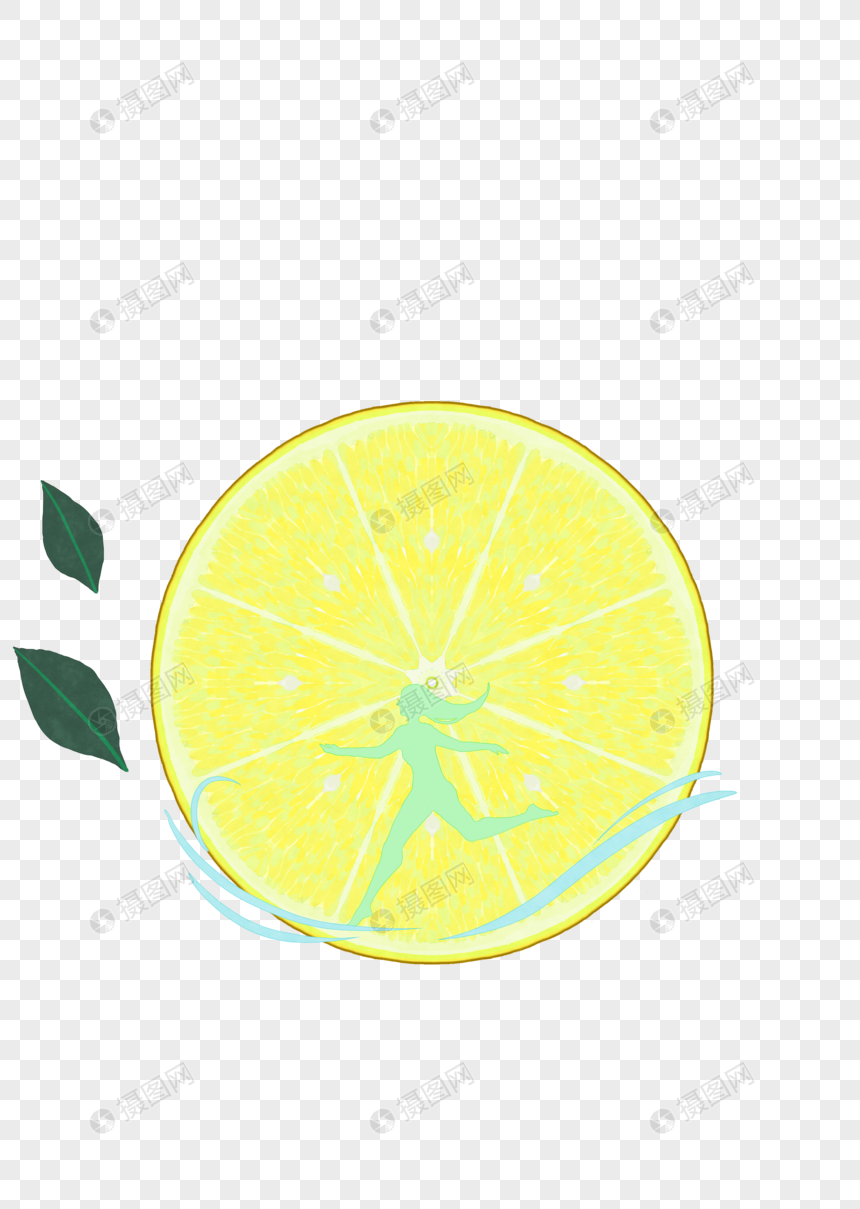 柠檬水果极简人像夏日冰爽图片