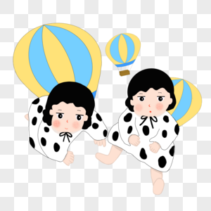 穿奶牛装的双胞胎宝宝在玩耍高清图片
