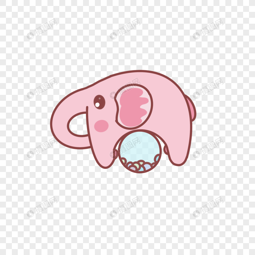 儿童节儿童玩具粉色小象可爱卡通手绘装饰元素