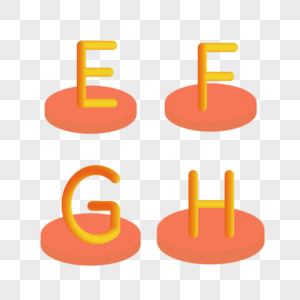 英文字母EFGH红色高清图片素材