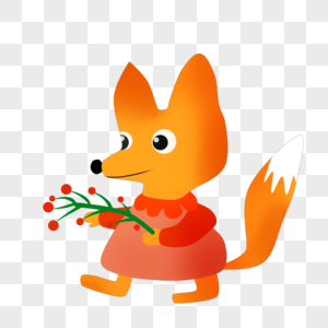 拿花朵的狐狸图片