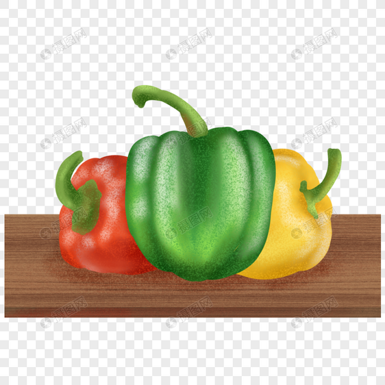 厨房案板家常蔬菜甜椒插画图片