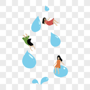 下雨水滴飞翔小人图片