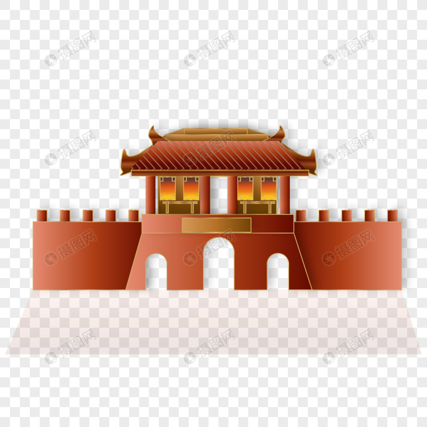 原创扁平化中国古代建筑图片