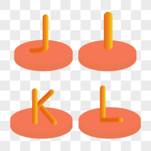 英文字母IJKL橙色高清图片素材