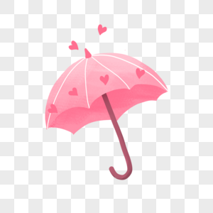 夏天粉色爱心可爱渐变雨伞手绘装饰图案高清图片