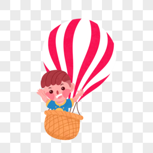 乘坐热气球的男孩图片