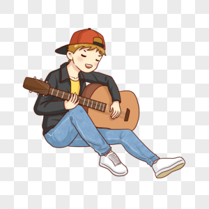 弹吉他男孩吉他乐器高清图片