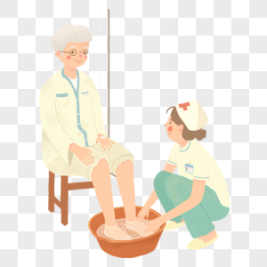 帮老人洗脚的护士图片
